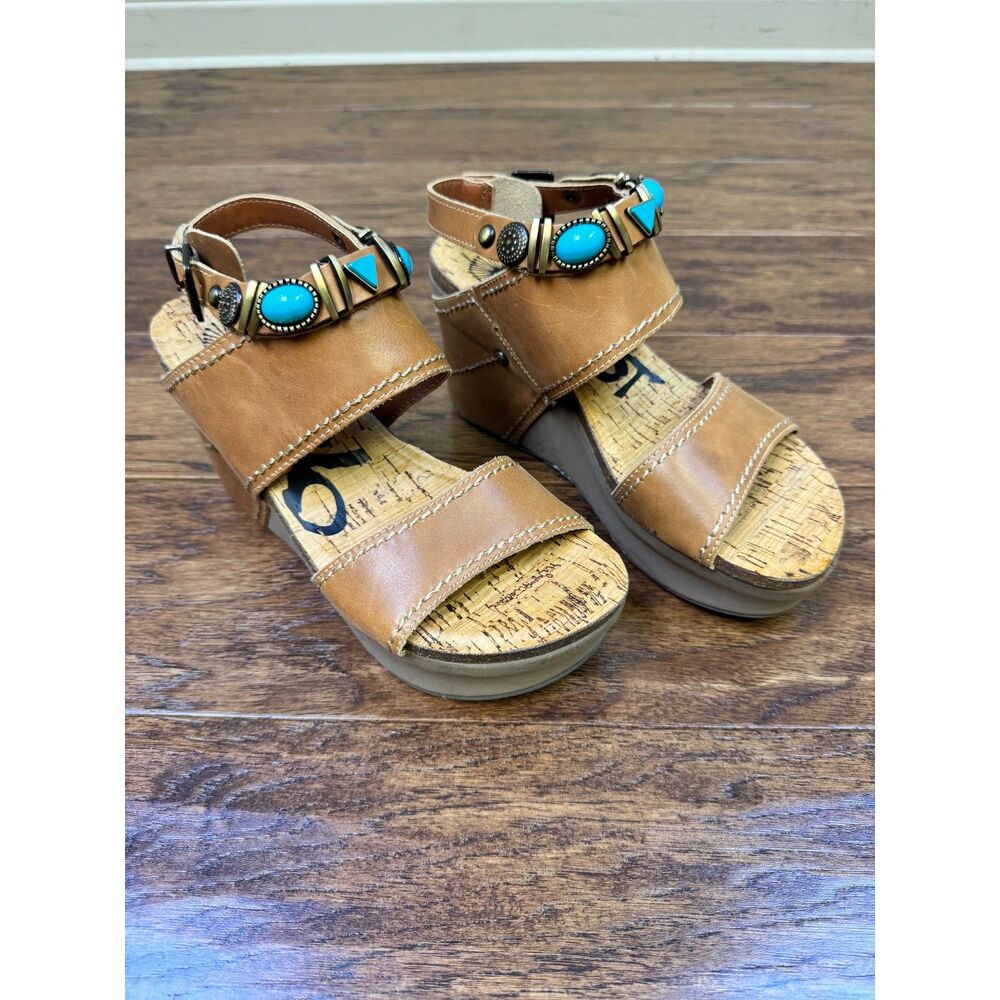 OTBT Layover Leather Platform Wedge Sandal, Sz 6M